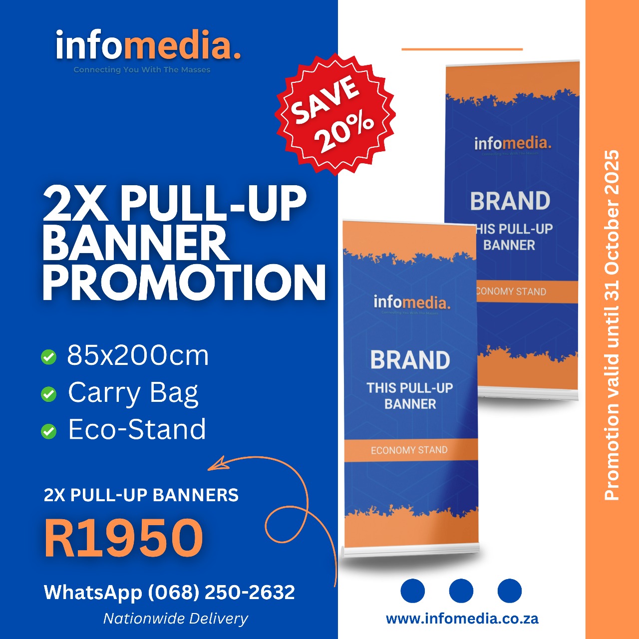2X Pull-Up Banners Promotion | 85x200cm with Carry Bag – INFOMedia